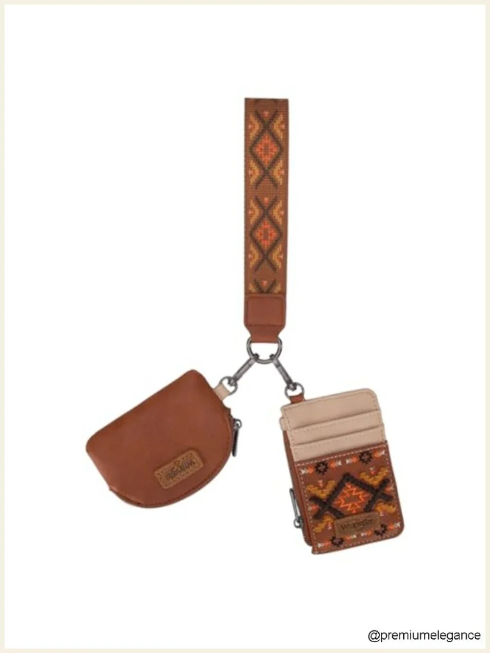 Canvas Dual Pouch Wristlet Wallet with Zipper Pocket